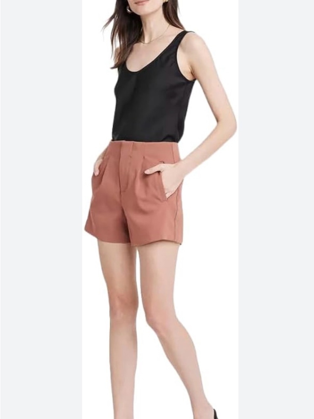 NWT A New Day‎ Midi Shorts Brown High Rise 4” Inseam Stretch Tailored Size 16